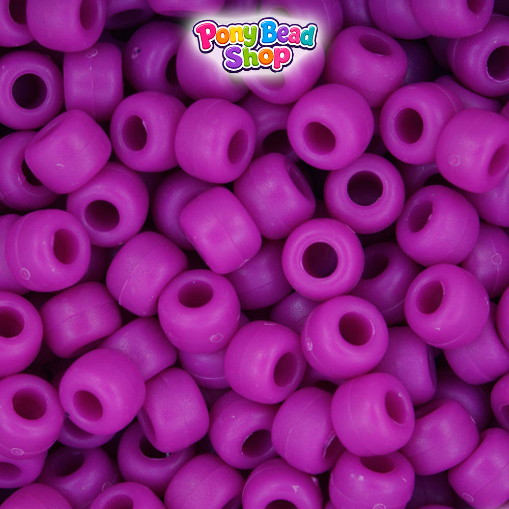 Mulberry Matte 9mm Barrel Plastic Pony Beads (500pcs)
