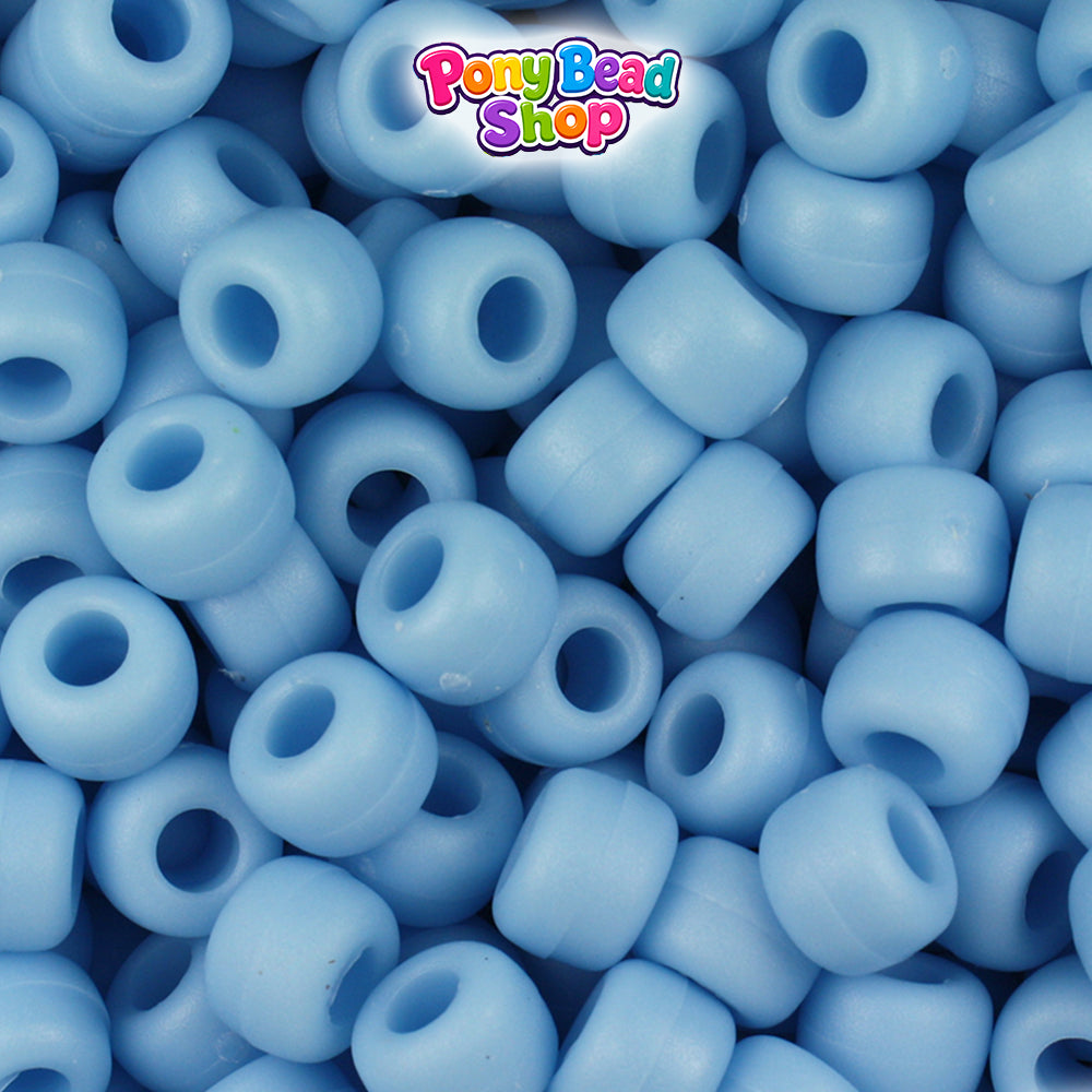 Lady's Blue Matte 9mm Barrel Plastic Pony Beads (500pcs)