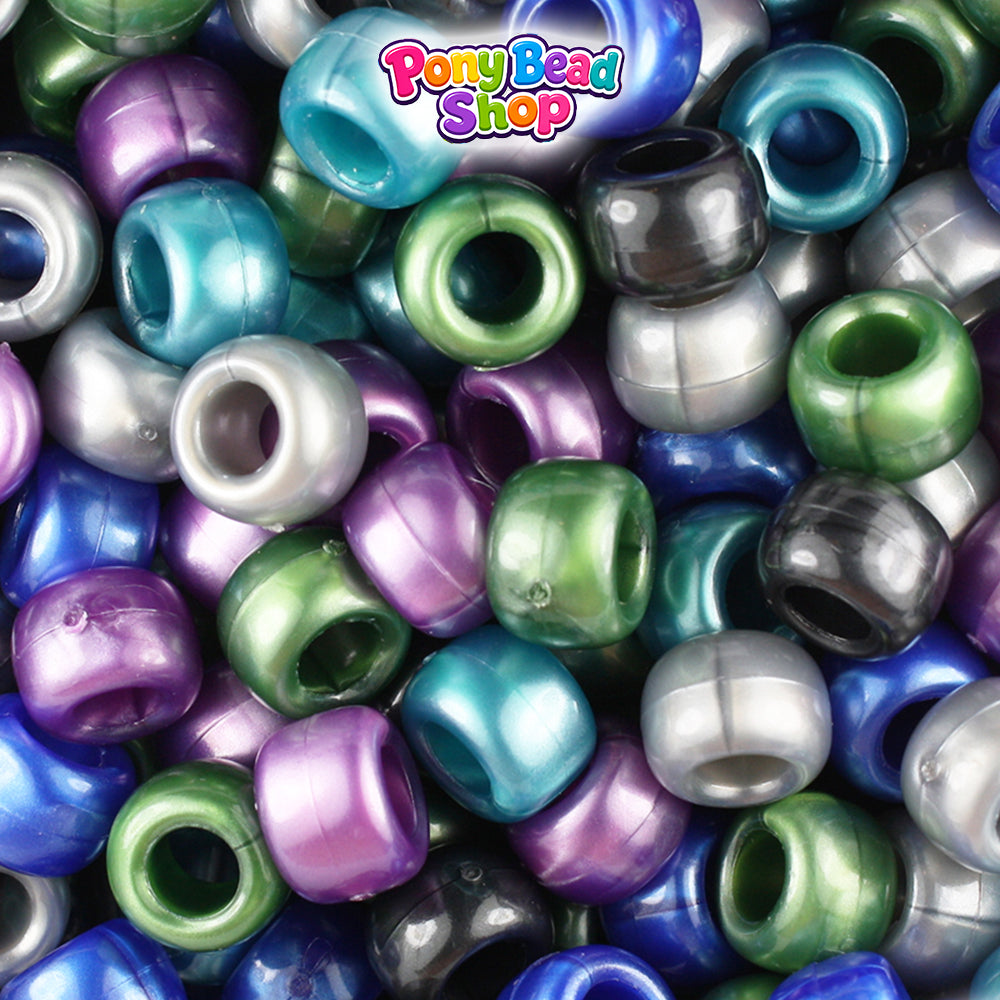 Cool Black Pearl Mix 9mm Barrel Plastic Pony Beads (500pcs)
