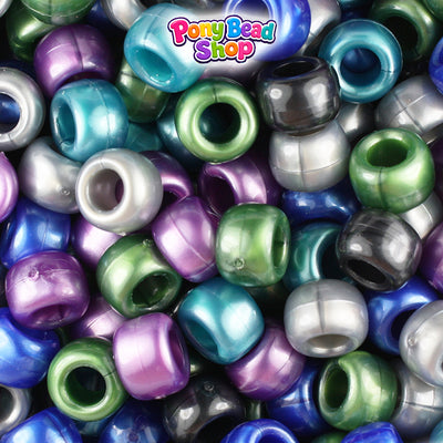 Cool Black Pearl Mix 9mm Barrel Plastic Pony Beads (500pcs)