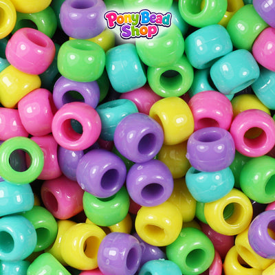 Candy Opaque Mix 9mm Barrel Plastic Pony Beads (500pcs)