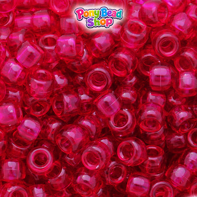 Wine Transparent 9mm Barrel Plastic Pony Beads (500pcs)