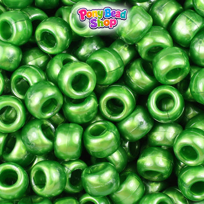 Dark Green Pearl 9mm Barrel Plastic Pony Beads (500pcs)