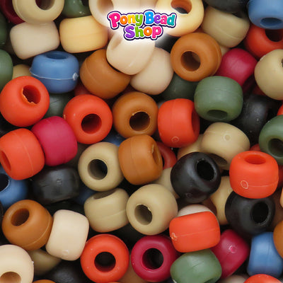 Americana Mix Matte 9mm Barrel Plastic Pony Beads (500pcs)