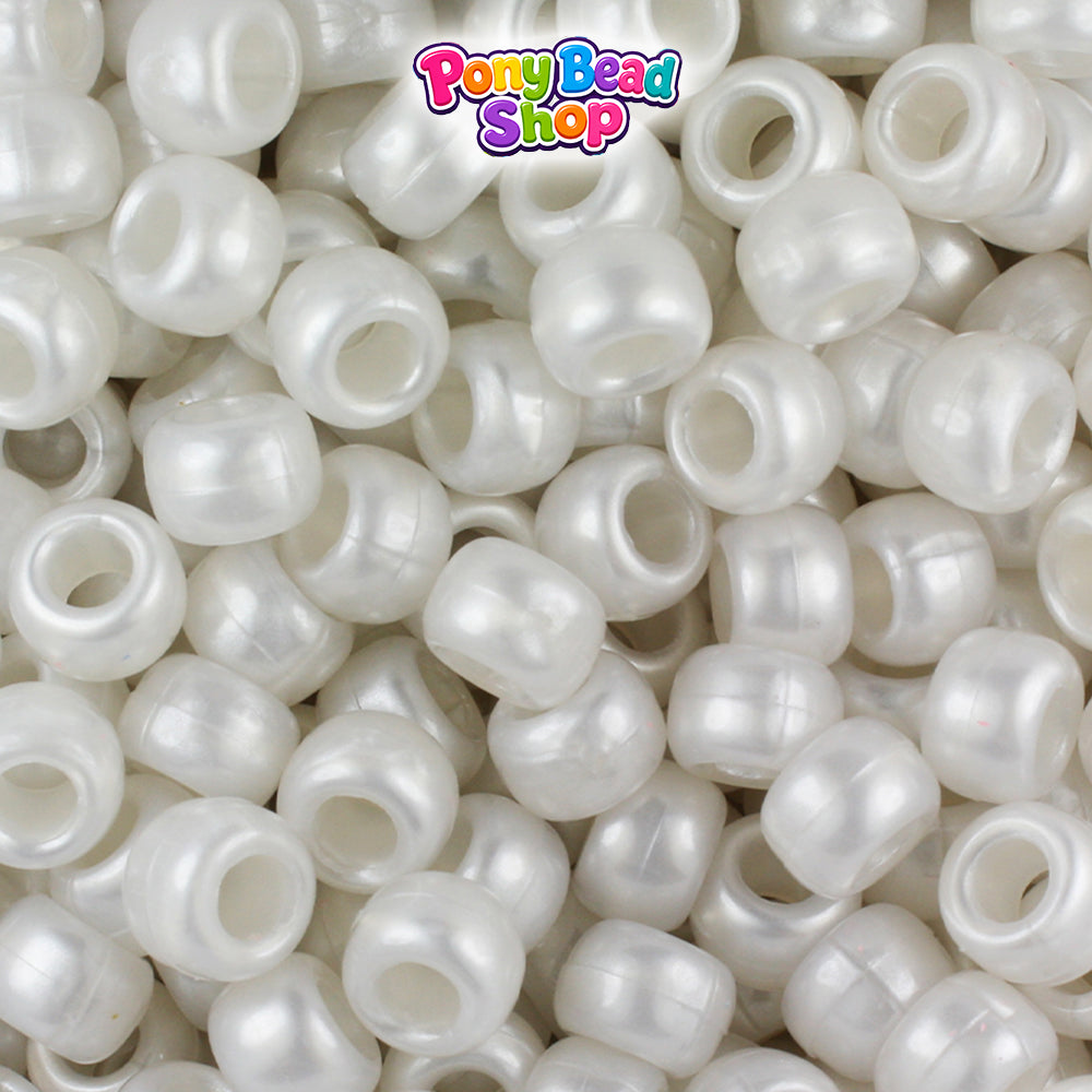Bridal Pearl 9mm Barrel Plastic Pony Beads (500pcs)