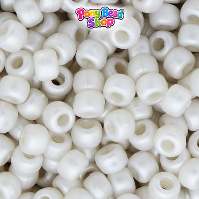 Bridal Ashed Pearl 9mm Barrel Plastic Pony Beads (500pcs)