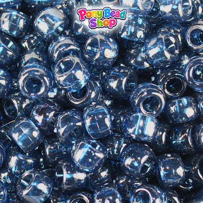 Montana Blue Transparent 9mm Barrel Plastic Pony Beads (500pcs)