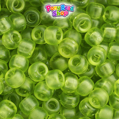 Light Avocado Frosted 9mm Barrel Plastic Pony Beads (500pcs)