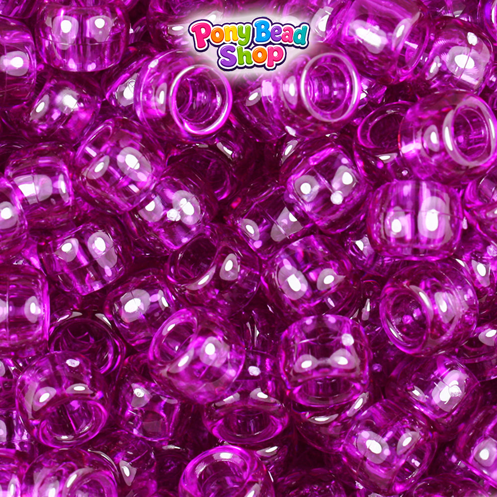 Lilac Transparent 9mm Barrel Plastic Pony Beads (500pcs)