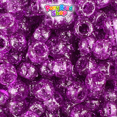 Lilac Sparkle 9mm Barrel Plastic Pony Beads (500pcs)