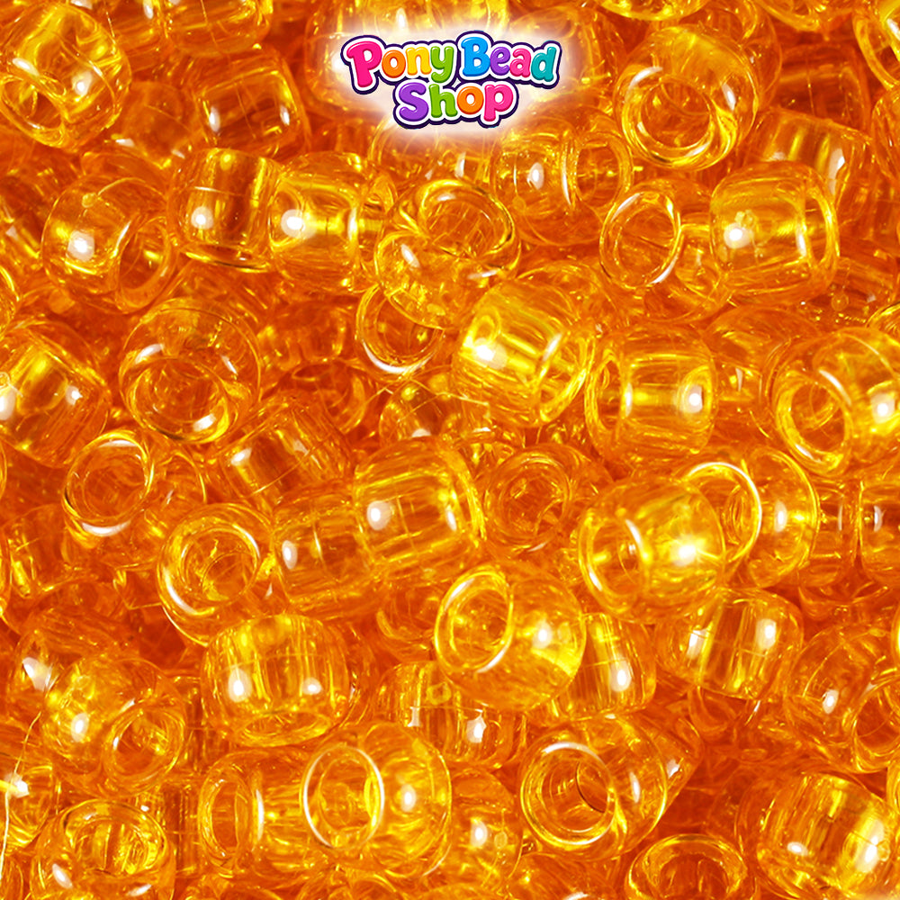 Sun Gold Transparent 9mm Barrel Plastic Pony Beads (500pcs)