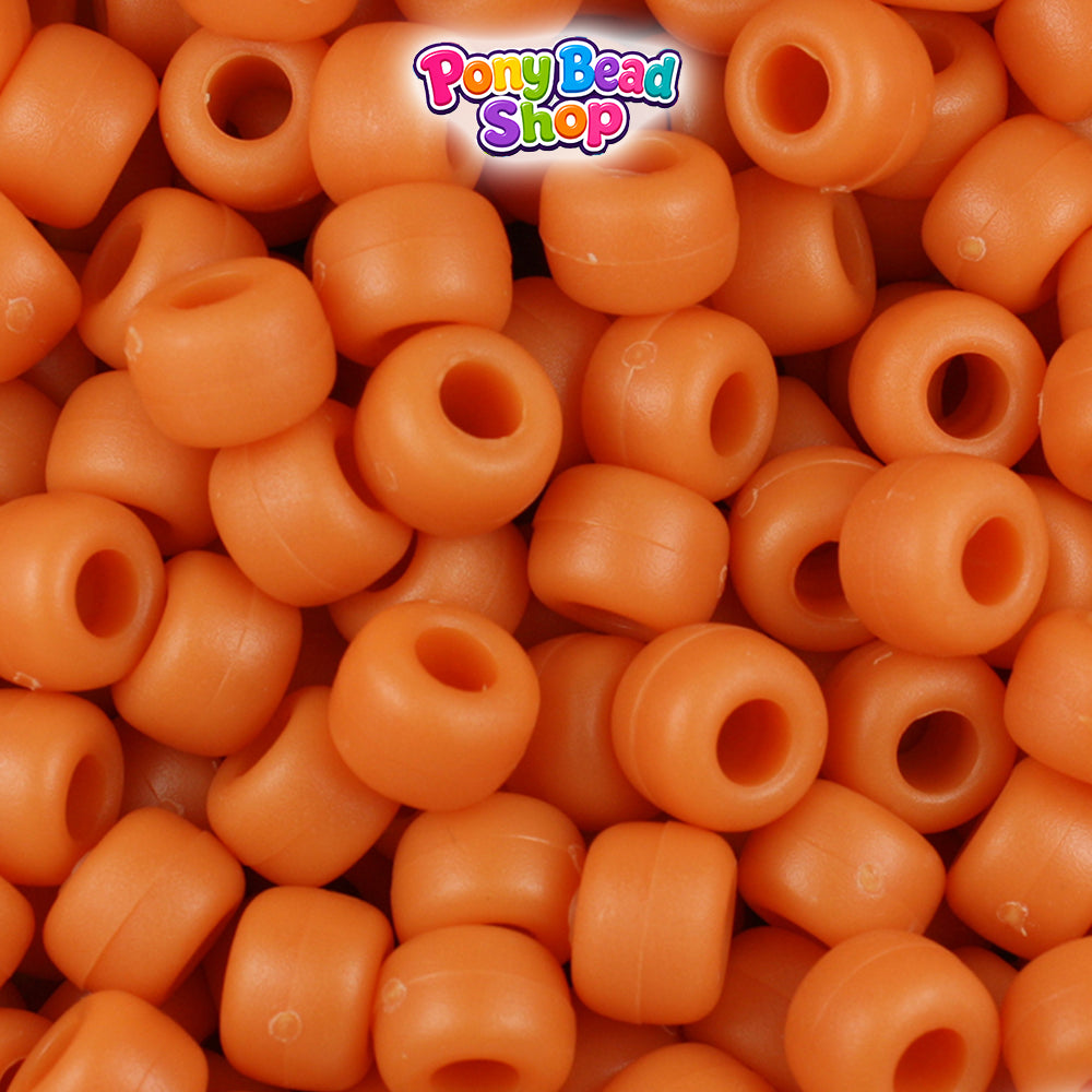 Pumpkin Matte 9mm Barrel Plastic Pony Beads (500pcs)