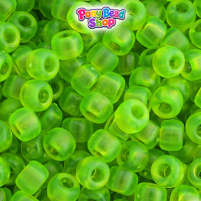 Lime Roe Frosted 9mm Barrel Plastic Pony Beads (500pcs)