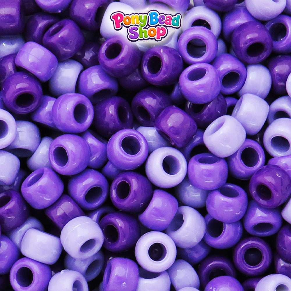 Purple Ombre Opaque Mix 9mm Barrel Plastic Pony Beads (500pcs)