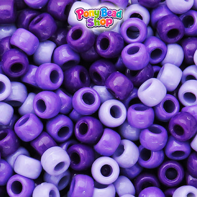 Purple Ombre Opaque Mix 9mm Barrel Plastic Pony Beads (500pcs)