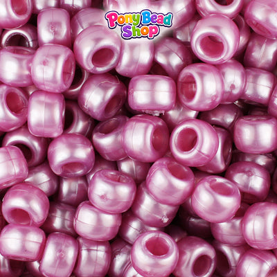 Mauve Pearl 9mm Barrel Plastic Pony Beads (500pcs)