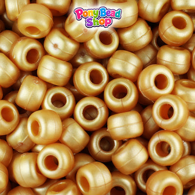 Gold Ashed Pearl 9mm Barrel Plastic Pony Beads (500pcs)