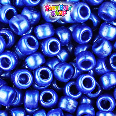 Cobalt Pearl 9mm Barrel Plastic Pony Beads (500pcs)