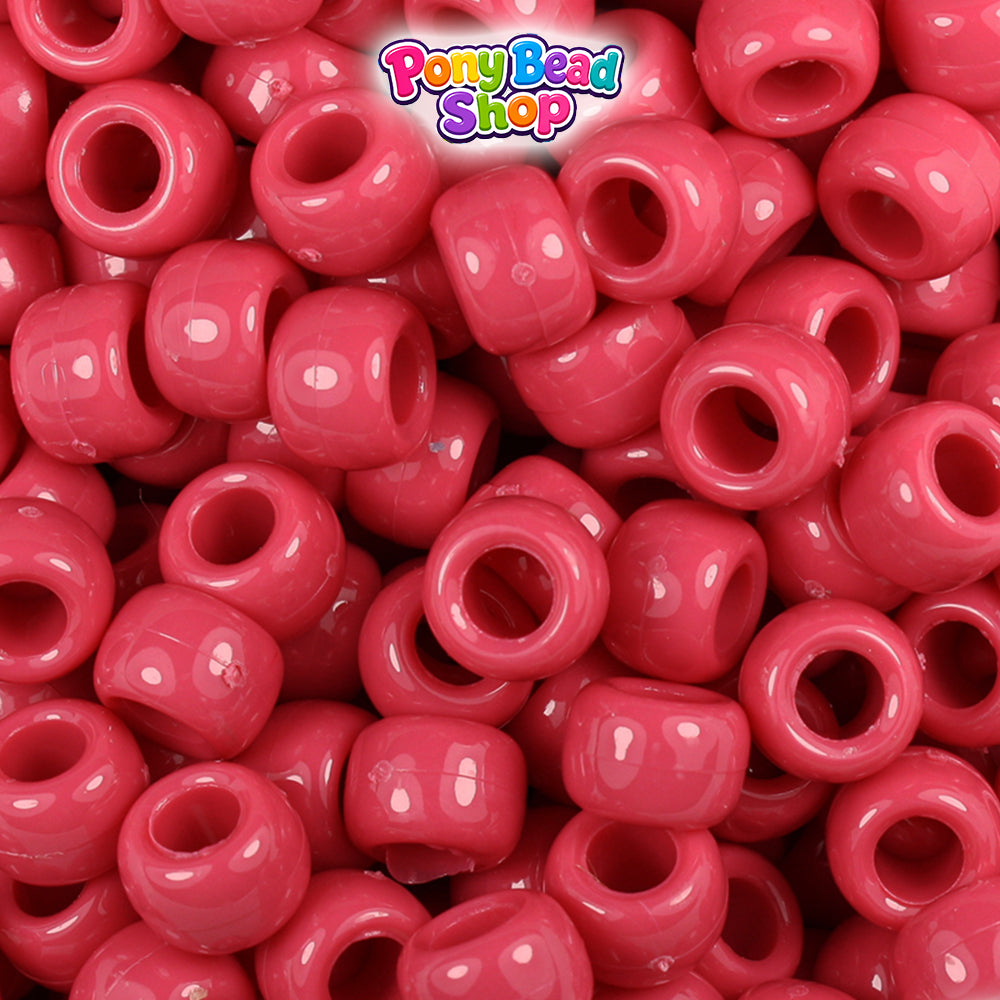 Old Rose Opaque 9mm Barrel Plastic Pony Beads (500pcs)