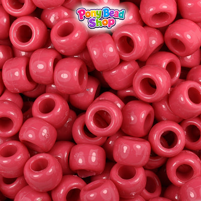 Old Rose Opaque 9mm Barrel Plastic Pony Beads (500pcs)