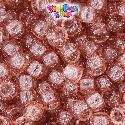 Vintage Peach Sparkle 9mm Barrel Plastic Pony Beads (500pcs)