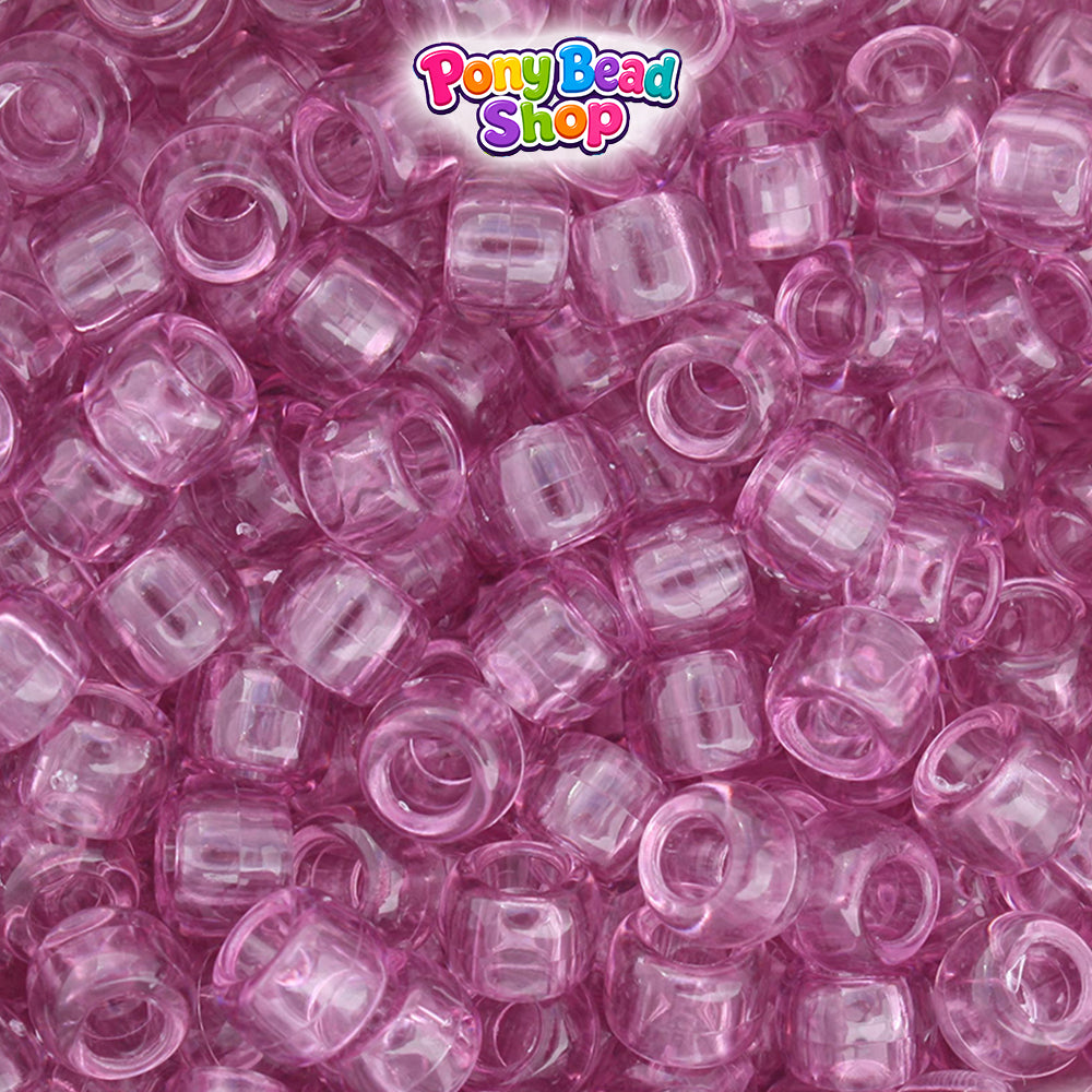 Vintage Rose Transparent 9mm Barrel Plastic Pony Beads (500pcs)