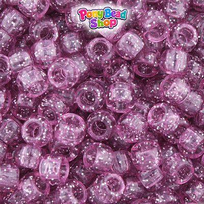 Vintage Rose Sparkle 9mm Barrel Plastic Pony Beads (500pcs)