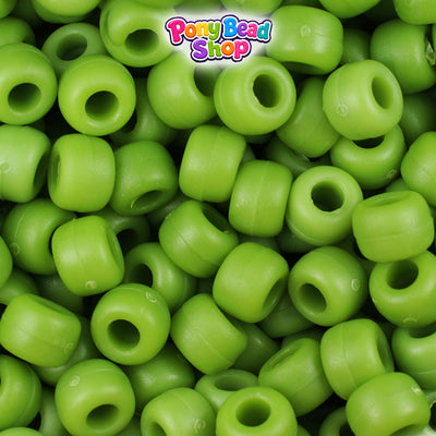 Olive Matte 9mm Barrel Plastic Pony Beads (500pcs)