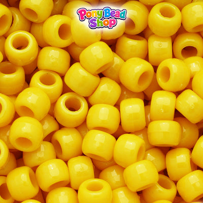 Daffodil Opaque 9mm Barrel Plastic Pony Beads (500pcs)