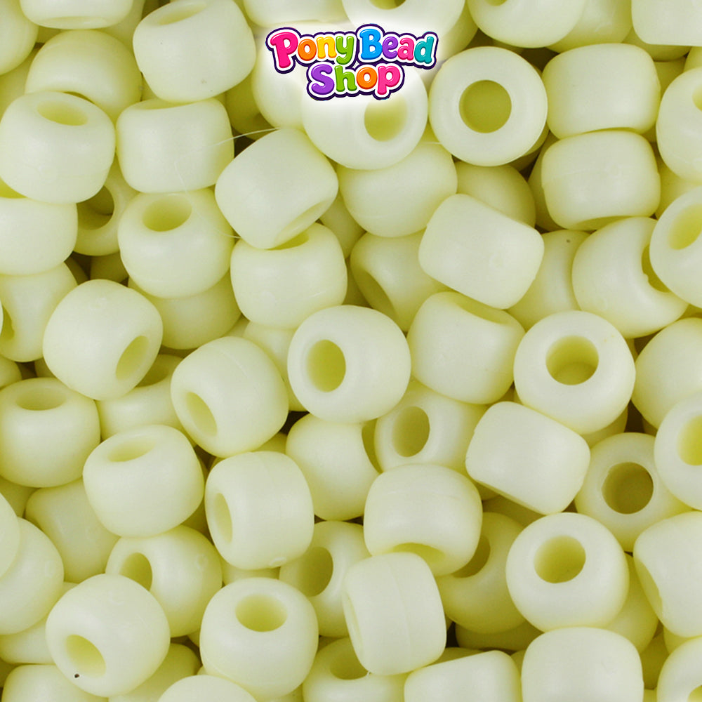 Buttermilk Matte 9mm Barrel Plastic Pony Beads (500pcs)