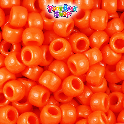 Mandarin Opaque 9mm Barrel Plastic Pony Beads (500pcs)