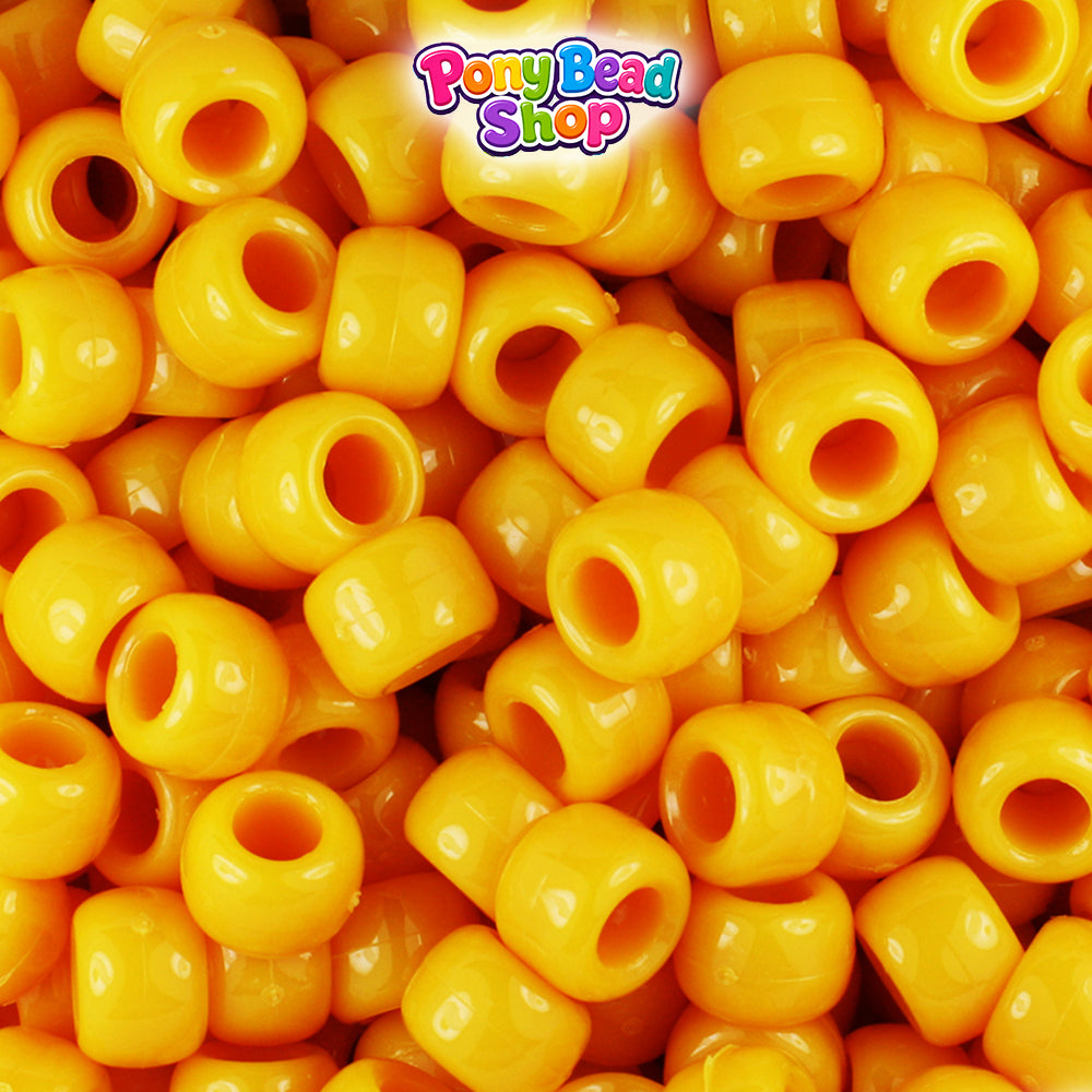 Mustard Opaque 9mm Barrel Plastic Pony Beads (500pcs)