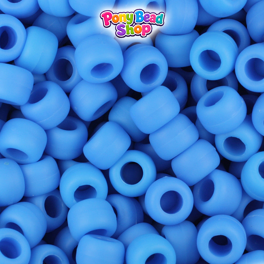 Tropic Blue Matte 9mm Barrel Plastic Pony Beads (500pcs)