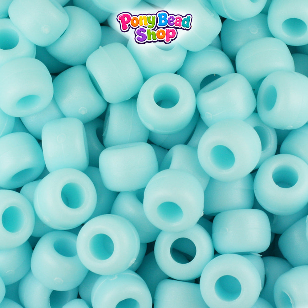 Blue Cloud Matte 9mm Barrel Plastic Pony Beads (500pcs)