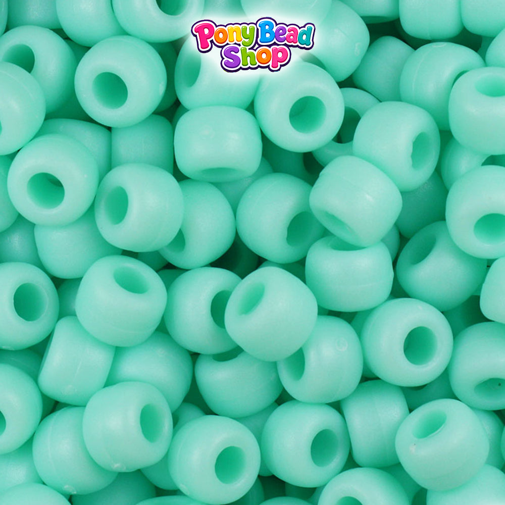 Sea Foam Matte 9mm Barrel Plastic Pony Beads (500pcs)
