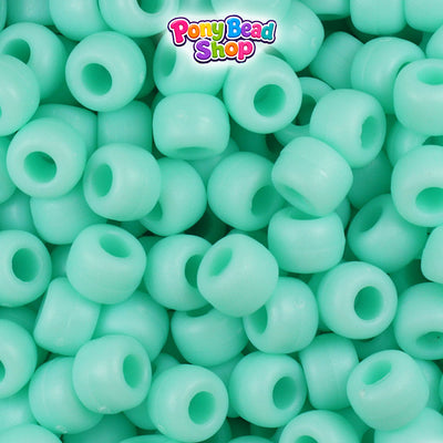 Sea Foam Matte 9mm Barrel Plastic Pony Beads (500pcs)