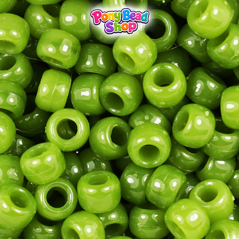 Jade Opaque 9mm Barrel Plastic Pony Beads (500pcs)