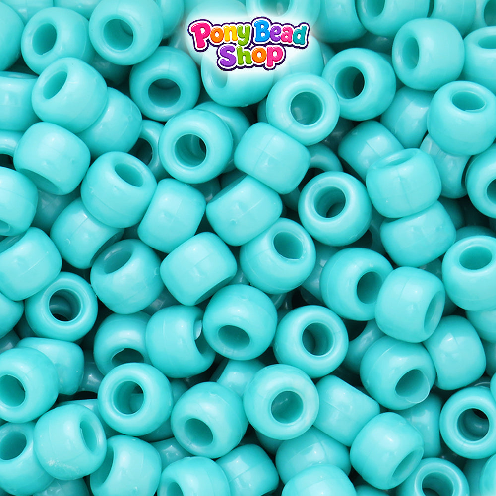Light Turquoise Pearl 9mm Barrel Plastic Pony Beads (500pcs)