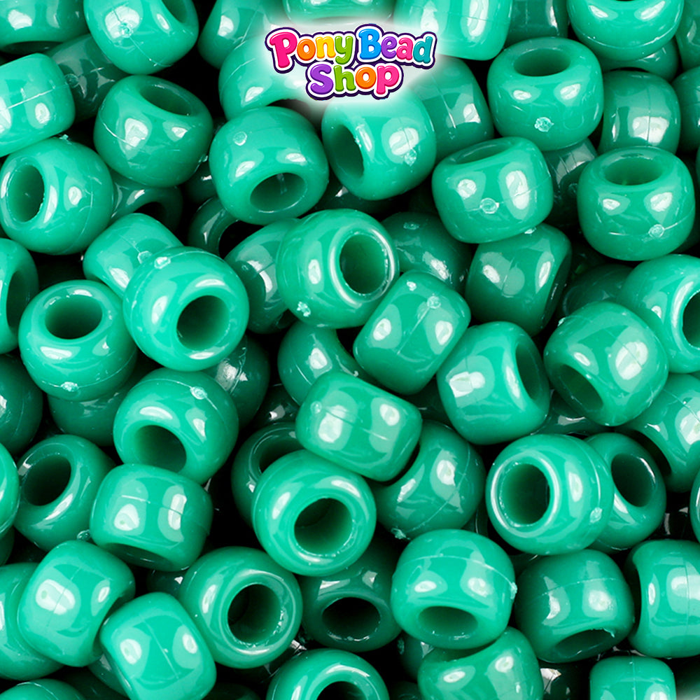 Agate Green Opaque 9mm Barrel Plastic Pony Beads (500pcs)