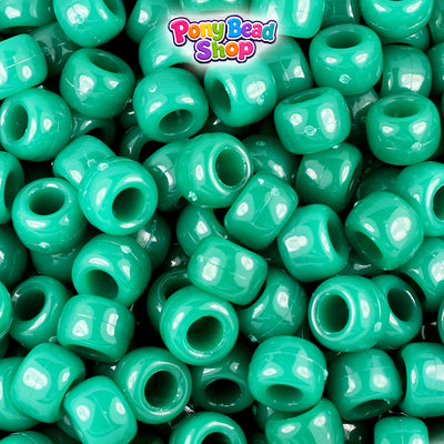 Agate Green Opaque 9mm Barrel Plastic Pony Beads (500pcs)