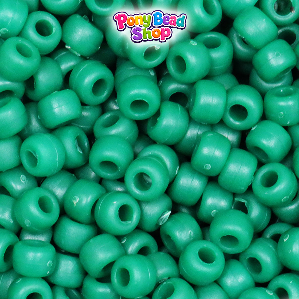 Agate Green Matte 9mm Barrel Plastic Pony Beads (500pcs)