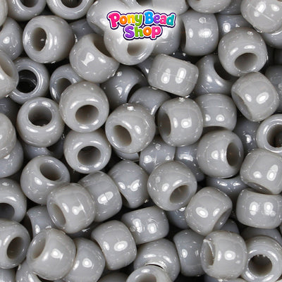 Milky Grey Opaque 9mm Barrel Plastic Pony Beads (500pcs)