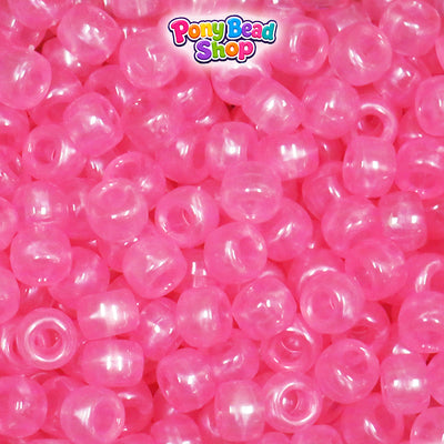 Pink Adrenaline Translucent 9mm Barrel Plastic Pony Beads (500pcs)