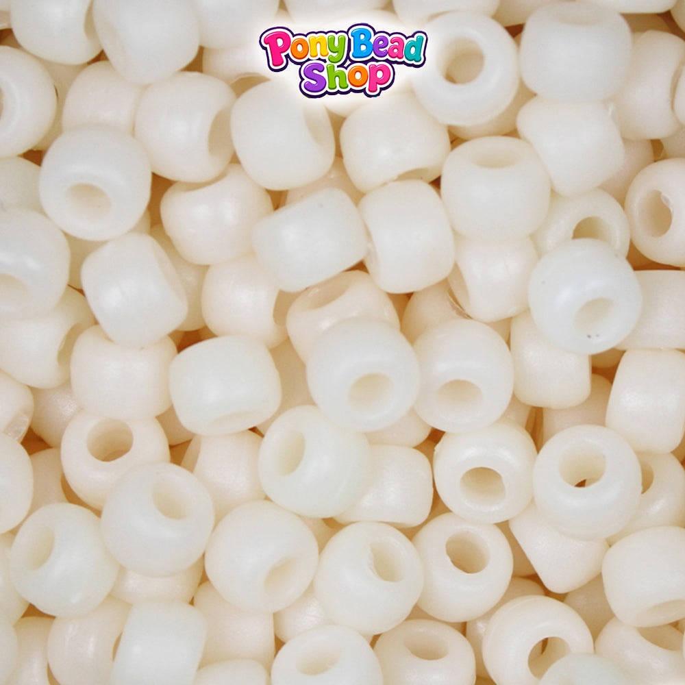 Dark Cream Matte 9mm Barrel Plastic Pony Beads (500pcs)