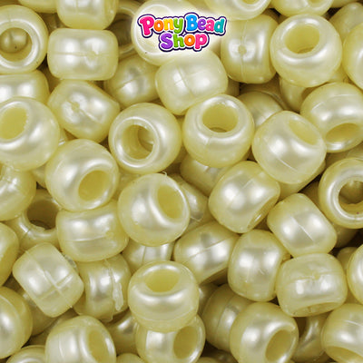 Light Yellow Pearl 9mm Barrel Plastic Pony Beads (500pcs)
