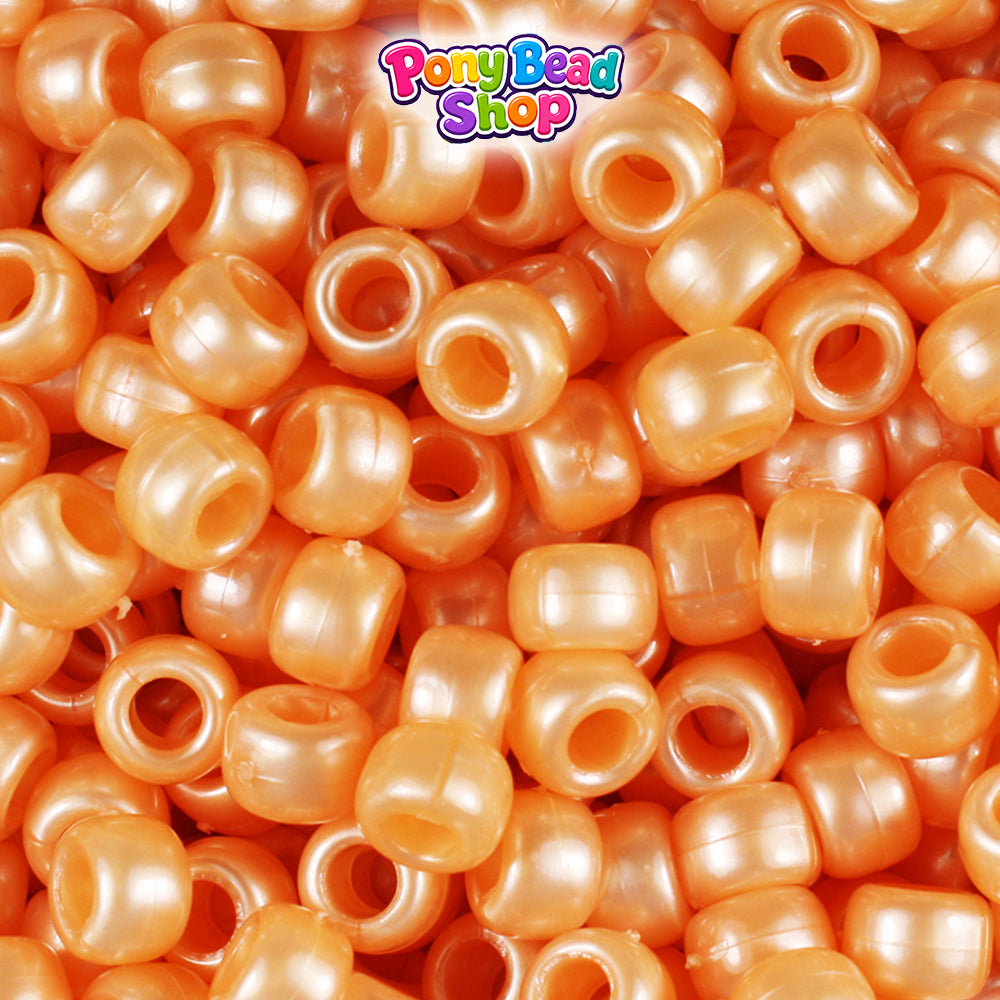 Apricot Pearl 9mm Barrel Plastic Pony Beads (500pcs)