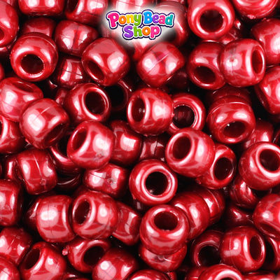 Dark Cranberry Pearl 9mm Barrel Plastic Pony Beads (500pcs)