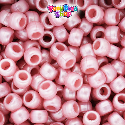 Medium Rose Pearl 9mm Barrel Plastic Pony Beads (500pcs)
