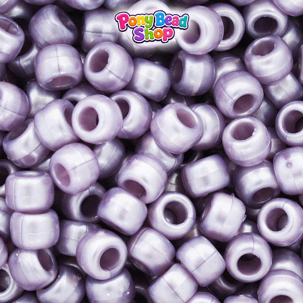 Medium Lavender Pearl 9mm Barrel Plastic Pony Beads (500pcs)