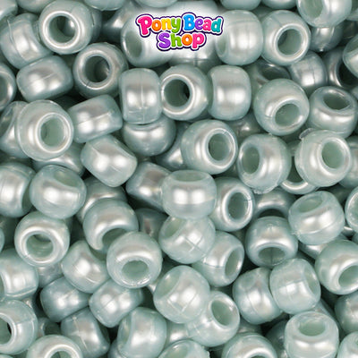 Azure Blue Pearl 9mm Barrel Plastic Pony Beads (500pcs)